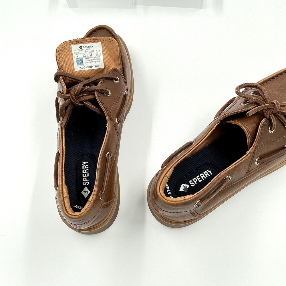 Sperry Size 8 Brown Leather Lug Sole Boat Shoe NEW Wellsboat Women $95 - Picture 11 of 13